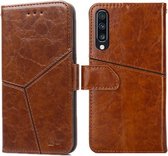 Voor Samsung Galaxy A70 Geometrische stiksels Horizontale flip TPU + PU lederen tas met houder & kaartsleuven en portemonnee (lichtbruin)