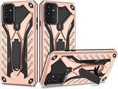 Voor Samsung Galaxy A72 5G schokbestendige TPU + pc-beschermhoes met houder (roségoud)
