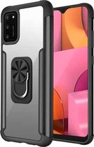 Voor Samsung Galaxy A02s PC + TPU + metalen schokbestendige beschermhoes met ringhouder (zwart)