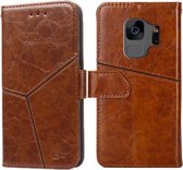 Voor Samsung Galaxy S9 Geometrische stiksels Horizontale Flip TPU + PU lederen tas met houder & kaartsleuven & portemonnee (lichtbruin)