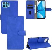 Voor OPPO F17 Pro / A93 / Reno4 Lite Effen kleur Huidgevoel magnetische gesp Horizontale flip kalftextuur PU lederen tas met houder & kaartsleuven & portemonnee (blauw)