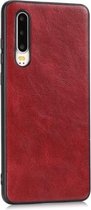 Voor Huawei P30 Crazy Horse getextureerd kalfsleer PU + pc + TPU-hoes (rood)