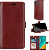 Voor Huawei Y8s Pure Kleur Horizontale Flip PU lederen tas met houder & kaartsleuven & portemonnee & fotolijst (bruin)