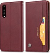 Kneedhuidtextuur horizontaal lederen flip-hoesje voor Huawei P20, met fotolijst en houder & kaartsleuven en portemonnee (wijnrood)