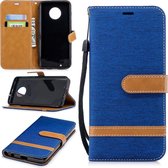 Kleuraanpassing Denim Texture lederen tas voor Motorola G6, met houder & kaartsleuven & portemonnee & lanyard (koningsblauw)