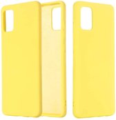 Voor Samsung Galaxy A51 5G effen kleur vloeibare siliconen schokbestendige volledige dekking beschermhoes (geel)