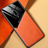 Voor Xiaomi Redmi K20 All-inclusive leer + beschermhoes van organisch glas met metalen ijzeren plaat (geel)