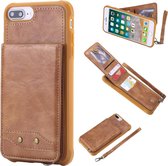 Voor iPhone 6 Plus Verticaal Flip Schokbestendig Leren Beschermhoes met Kort Touw, Kaartsleuven & Beugel & Fotohouder & Portemonnee Functie (Bruin)