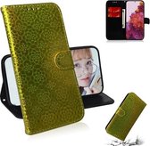 Voor Samsung Galaxy S21 Ultra 5G Effen Kleur Kleurrijke Magnetische Gesp Horizontale Flip PU Lederen Case met Houder & Kaartsleuven & Portemonnee & Lanyard (Goud)
