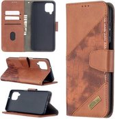 Voor Samsung Galaxy A12 Bijpassende Kleur Krokodil Textuur Horizontale Flip PU Lederen Case met Portemonnee & Houder & Kaartsleuven (Bruin)