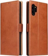 Voor Galaxy Note10 + Dermis Texture PU + TPU Horizontale Flip lederen tas met houder & kaartsleuven & portemonnee (bruin)