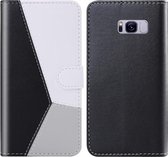 Voor Galaxy S8 + Tricolor Stitching Horizontale Flip TPU + PU lederen tas met houder & kaartsleuven en portemonnee (zwart)