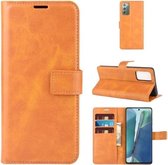 Voor Samsung Galaxy Note20 Retro Kalfspatroon Gesp Horizontale Flip Leren Case met Houder & Kaartsleuven & Portemonnee (Geel)