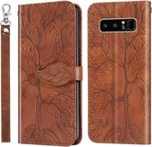 Voor Samsung Galaxy Note8 Life of Tree Embossing Pattern Horizontale Flip lederen tas met houder & kaartsleuf & portemonnee & fotolijst & lanyard (bruin)