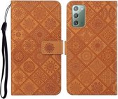 Voor Samsung Galaxy Note20 etnische stijl reliëf patroon horizontale flip lederen tas met houder & kaartsleuven & portemonnee & lanyard (bruin)