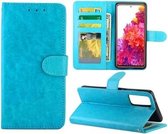 Voor Samsung Galaxy S20 FE 5G Crazy Horse textuur lederen horizontale flip beschermhoes met houder & kaartsleuven & portemonnee & fotolijst (babyblauw)