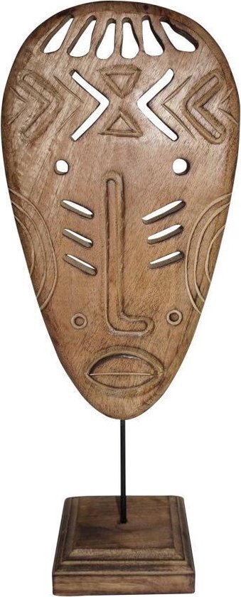 Decoratief Masker van Mangohout op Standaard (48 cm) | bol