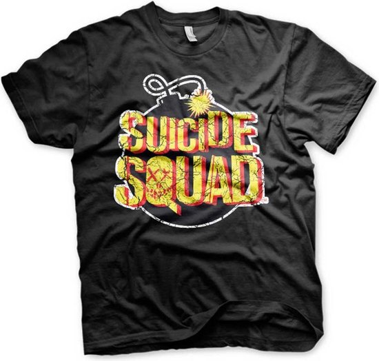DC Comics Suicide Squad Heren Tshirt -S- Bomb Logo Zwart