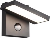 LED Tuinverlichting met Bewegingssensor - Wandlamp Buitenlamp - Trinon Ihson - 8W - Warm Wit 3000K - Draaibaar - Vierkant - Mat Antraciet - Aluminium
