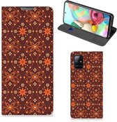 Stand Case Geschikt voor Samsung Galaxy A71 Telefoonhoesje Batik Brown