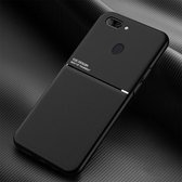 Voor OPPO R15 Classic Tilt Strip Grain Magnetisch Schokbestendig PC + TPU Case (Zwart)