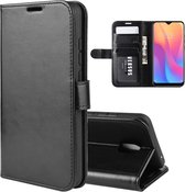 Voor xiaomi redmi 8a r64 textuur enkele vouw horizontale flip lederen case met houder & kaartsleuven & portemonnee (zwart)