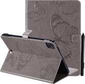 Geperst afdrukken Vlinderpatroon Horizontale lederen flip-hoes met houder & kaartsleuven & portemonnee & slaap- / wekfunctie voor iPad Air 2020 10.9 / iPad Pro 11 2020/2018 (grijs)
