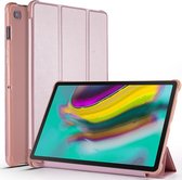 Koeienhuid textuur horizontale flip lederen hoes voor Galaxy Tab S5E 10.5 T720 / T725, met houder (roségoud)