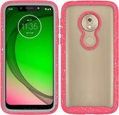 Voor Motorola Moto G7 Play Shockproof Starry Sky PC + TPU beschermhoes (rood)