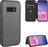 Voor Samsung Galaxy S10e Koolstofvezel Textuur Magnetische Horizontale Flip TPU + PC + PU Lederen Case met Touw & Kaartsleuf (Zwart)