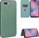 Voor OPPO A5 (AX5) / A3s / A12e Koolstofvezel Textuur Magnetische Horizontale Flip TPU + PC + PU lederen tas met kaartsleuf (groen)