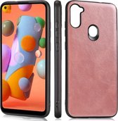 Voor Samsung Galaxy A11 / M11 Crazy Horse getextureerd kalfsleer PU + PC + TPU-hoes (roségoud)