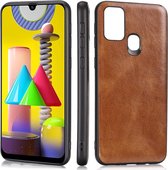 Voor Samsung Galaxy M31 Crazy Horse Getextureerd Kalfsleer PU + PC + TPU Case (Bruin)