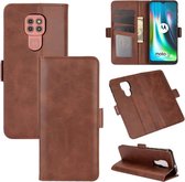 Voor Motorola Moto G9 / G9 Play Dual-side magnetische gesp Horizontale flip lederen tas met houder & kaartsleuven & portemonnee (bruin)