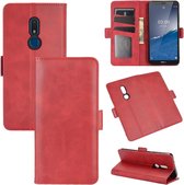Voor Nokia C3 Dual-side magnetische gesp Horizontale flip lederen tas met houder & kaartsleuven en portemonnee (rood)