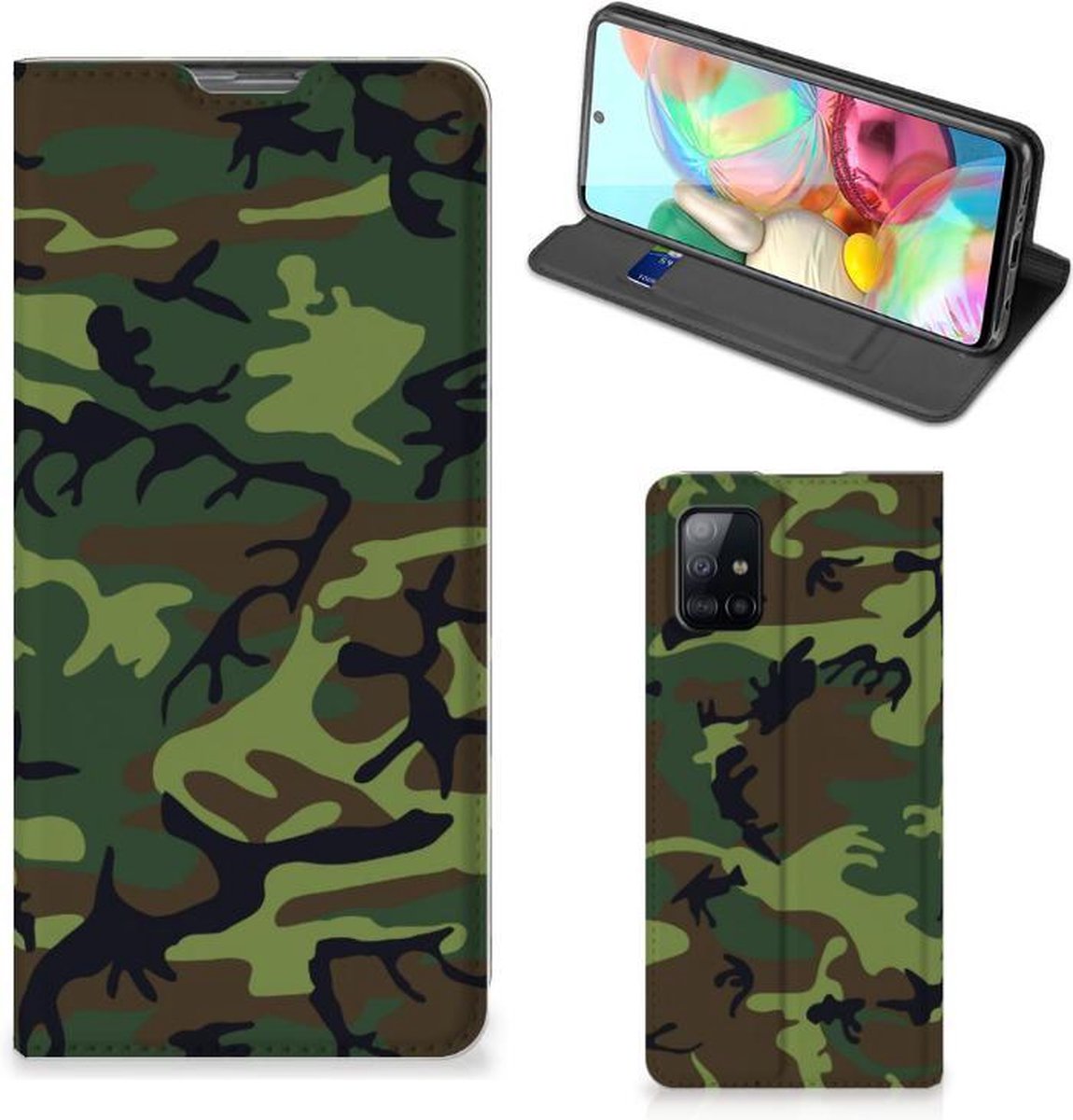Samsung Galaxy A71 Hoesje met Magneet Army Dark