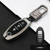 Auto Lichtgevende All-inclusive Zinklegering Sleutel Beschermhoes Sleutel Shell voor Nissan EEN Stijl Smart 2-knop (Gun Metal)