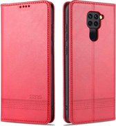 Voor Geschikt voor Xiaomi Redmi Note 9 / 10X AZNS Magnetische Kalf Textuur Horizontale Flip Leren Case met Kaartsleuven & Houder & Portemonnee (Rood)