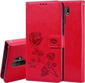 Voor Xiaomi Redmi 9 Rose reliëf horizontale flip PU lederen tas met houder & kaartsleuven & portemonnee (rood)