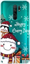 Voor Xiaomi Redmi 9 Christmas Series Transparante TPU beschermhoes (Cute Penguin Snowman)