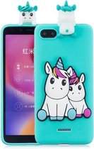 Voor Xiaomi Redmi 6A 3D Cartoon patroon schokbestendig TPU beschermhoes (paar eenhoorn)