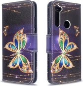 Voor Xiaomi Redmi Note 8T Gekleurde Tekening Patroon Horizontale Flip Leren Case met Houder & Kaartsleuven & Portemonnee (Gouden Vlinder)