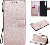 Voor OPPO Realme 7 Sun Embossing Pattern Horizontale Flip Leather Case met Card Slot & Holder & Wallet & Lanyard (Rose Gold)