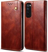 Voor Samsung Galaxy A72 5G Simple Wax Crazy Horse Texture Horizontale Flip lederen tas met kaartsleuven en portemonnee (bruin)