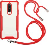 Voor OnePlus 6 acryl + kleur TPU schokbestendig hoesje met nekkoord (rood)