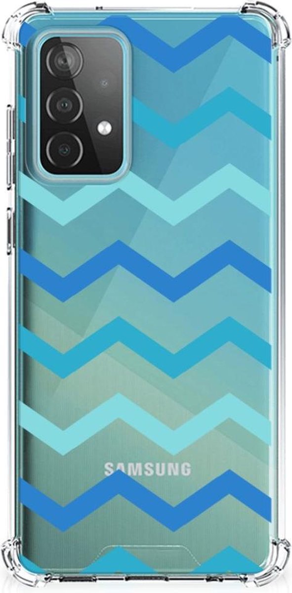 Samsung Galaxy A52 4G/5G Doorzichtige Silicone Hoesje Zigzag Blauw