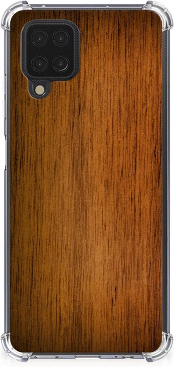 Samsung Galaxy A12 Stevig Telefoonhoesje Donker Hout