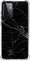 Smartphone hoesje Geschikt voor Samsung Galaxy A72 4G/5G Mobiel Hoesje met transparante rand Marmer Zwart