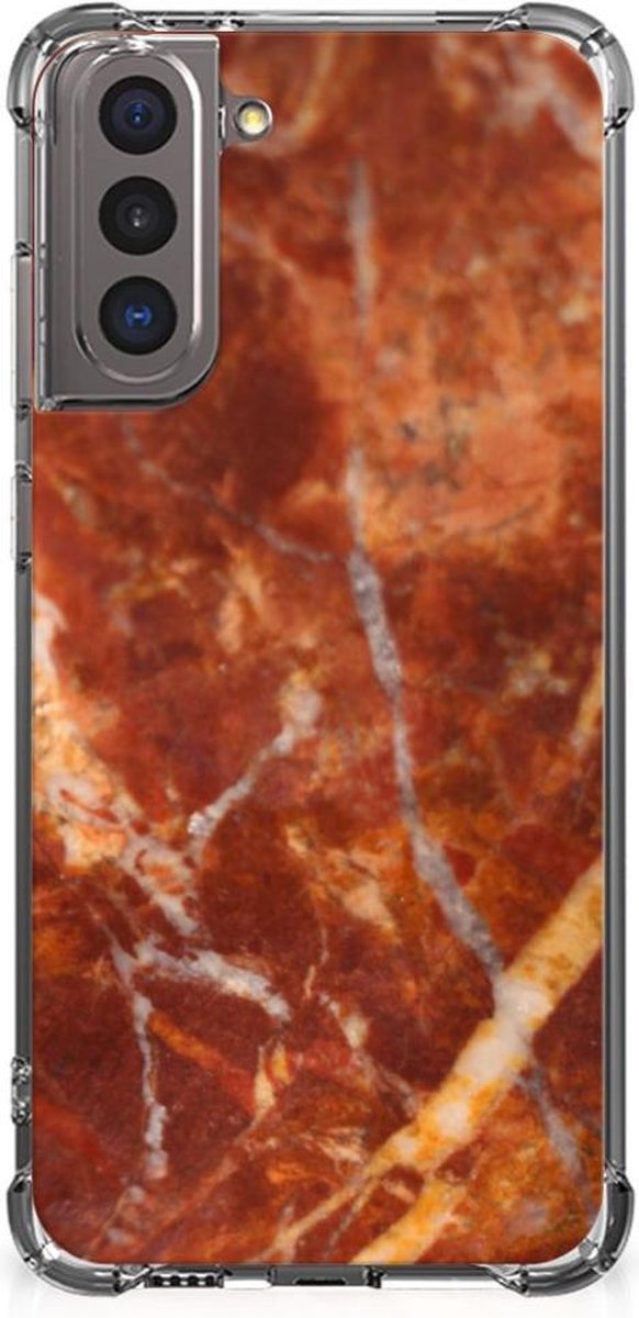 Samsung Galaxy S21 Anti-Shock Hoesje Marmer Bruin