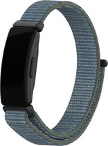 Nylon Smartwatch bandje - Geschikt voor  Fitbit Inspire nylon bandje - groen-grijs - Horlogeband / Polsband / Armband